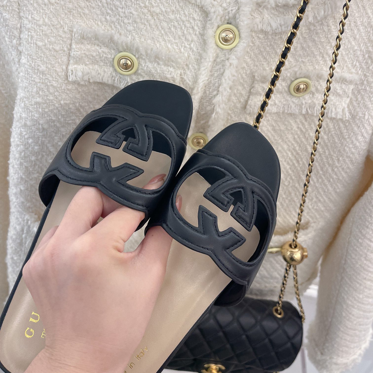 Gucci Women's Interlocking G Cut-Out Slide Sandal - DopestKickz