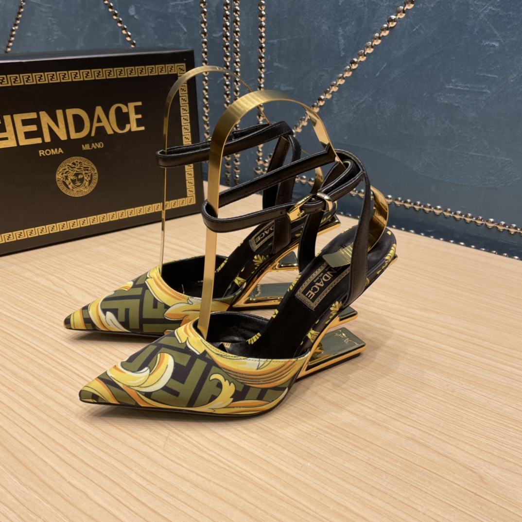 Fendi x Versace Fendace Printed Silk High-Heeled Slingbacks - DopestKickz