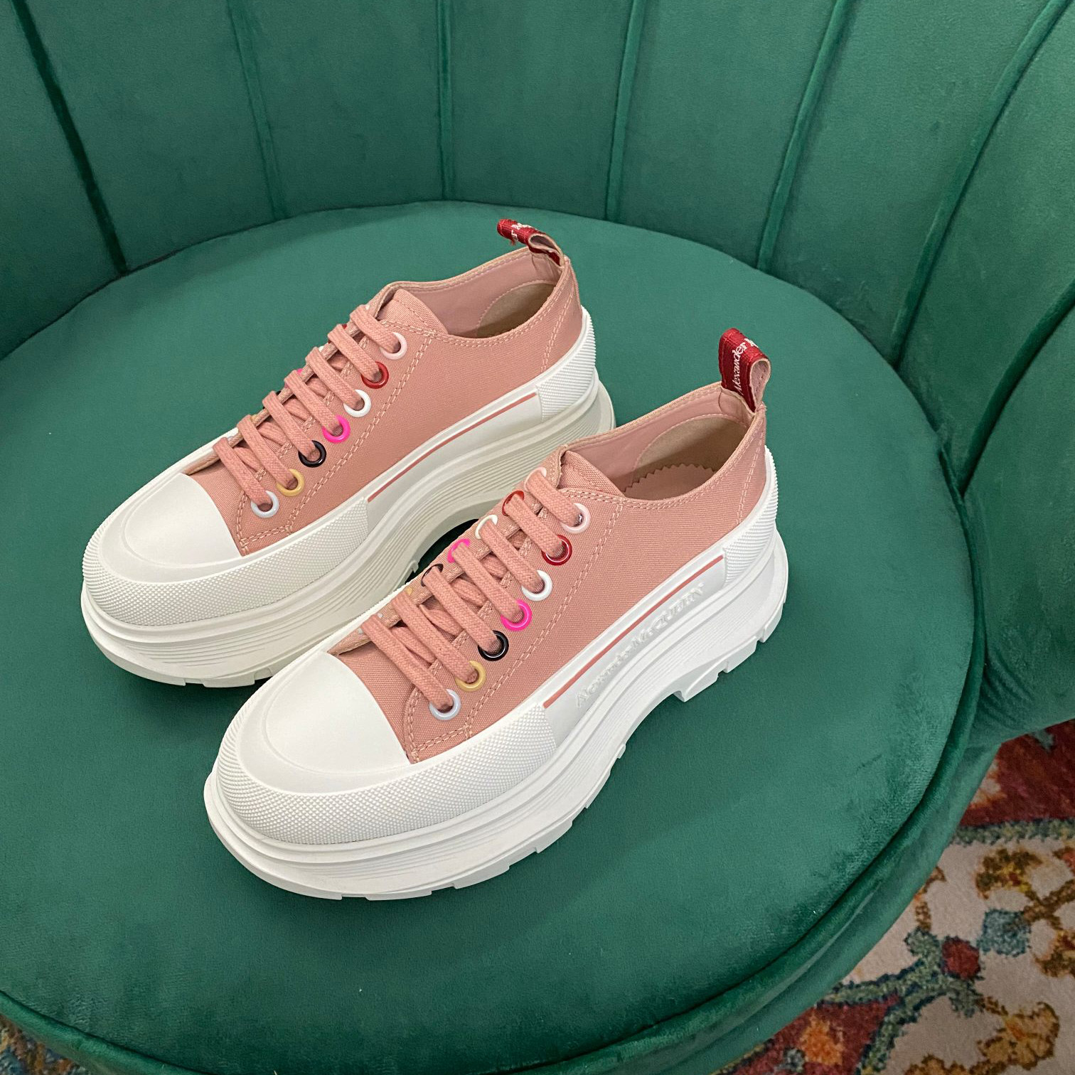 Alexander Mqueen Women's Tread Slick Lace Up In Magnolia - DopestKickz