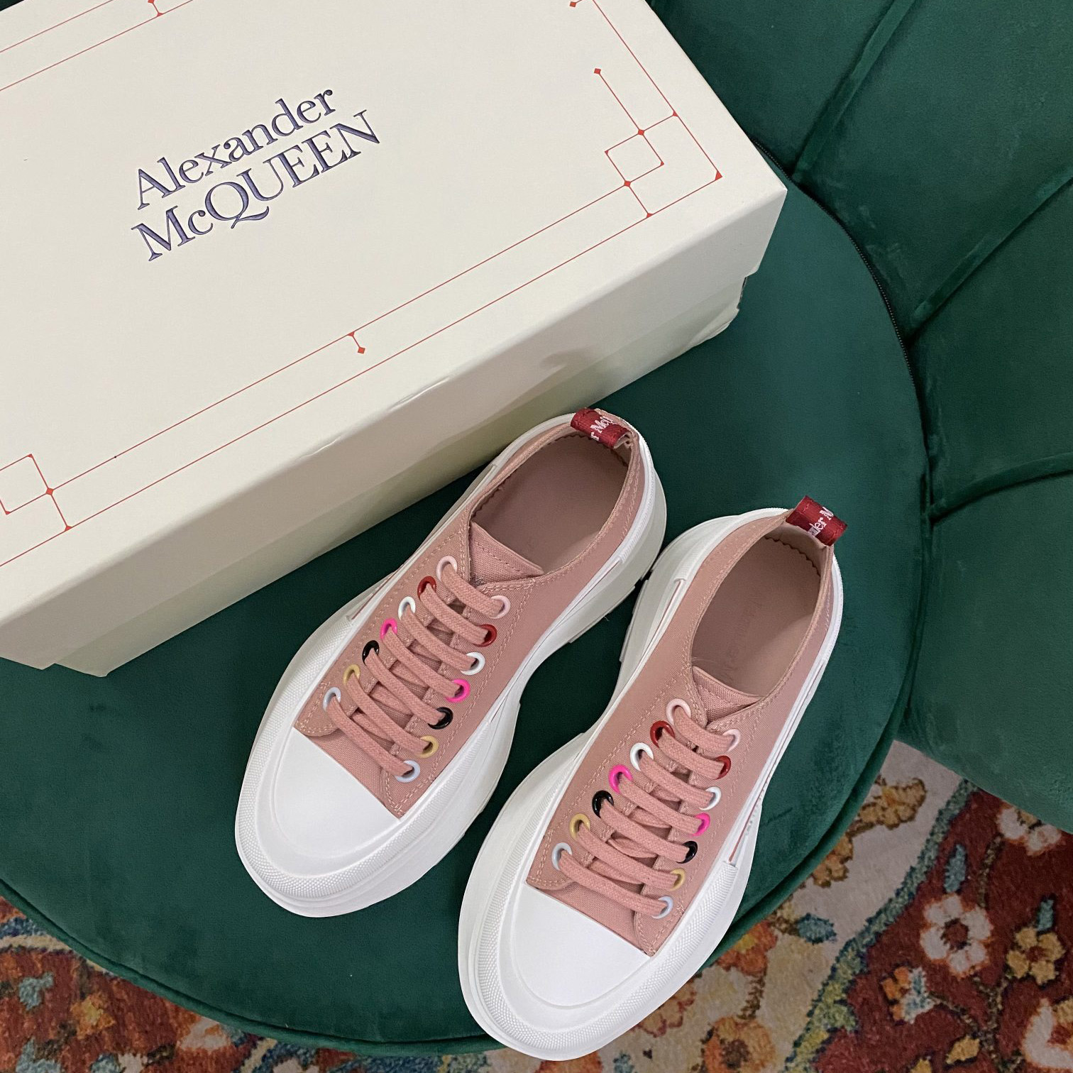 Alexander Mqueen Women's Tread Slick Lace Up In Magnolia - DopestKickz