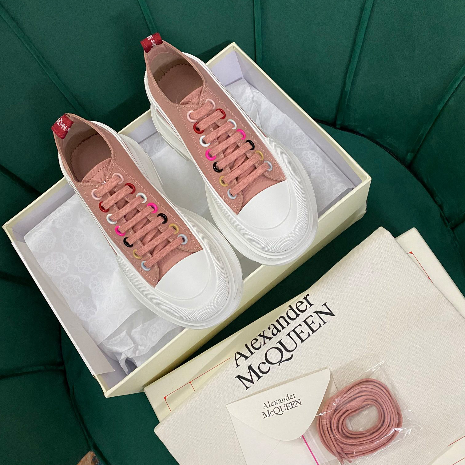 Alexander Mqueen Women's Tread Slick Lace Up In Magnolia - DopestKickz