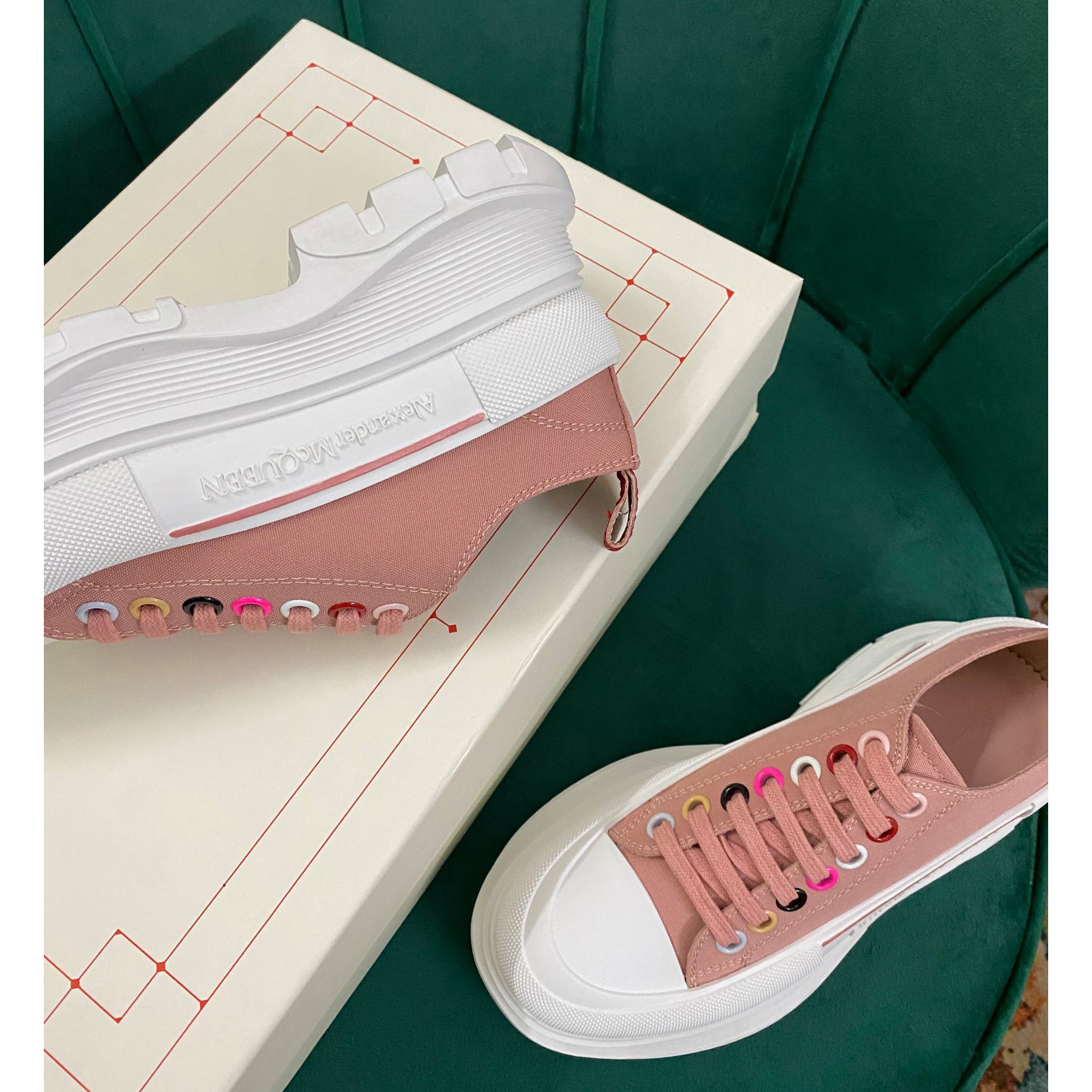 Alexander Mqueen Women's Tread Slick Lace Up In Magnolia - DopestKickz