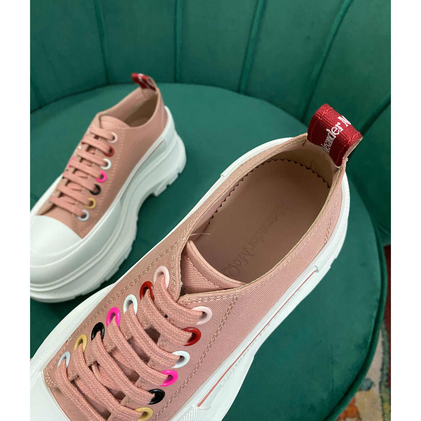 Alexander Mqueen Women's Tread Slick Lace Up In Magnolia - DopestKickz