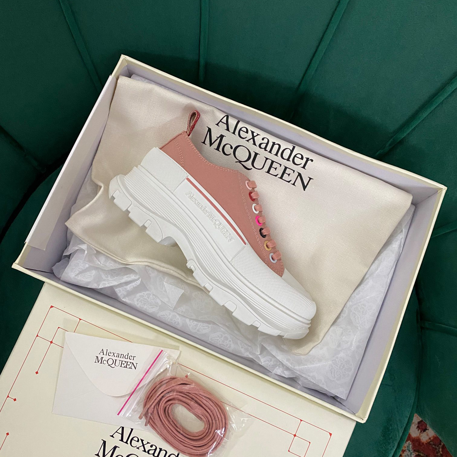 Alexander Mqueen Women's Tread Slick Lace Up In Magnolia - DopestKickz