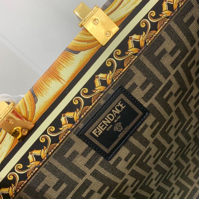 Versace x Fendi Sunshine Medium Fendace Printed White Leather Shopper(35-31-17cm) - DopestKickz