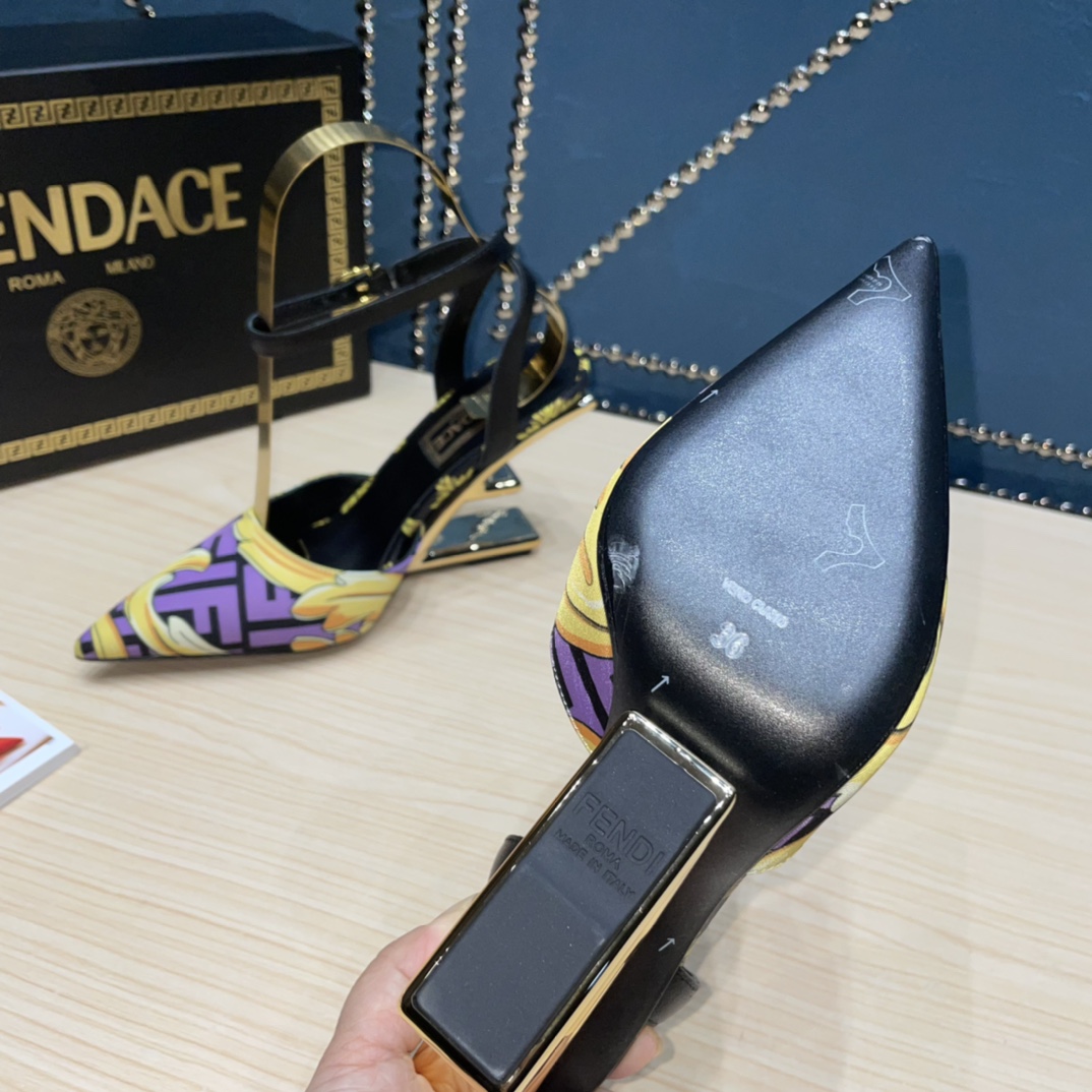 Fendi x Versace Fendace Printed Silk High-Heeled Slingbacks - DopestKickz