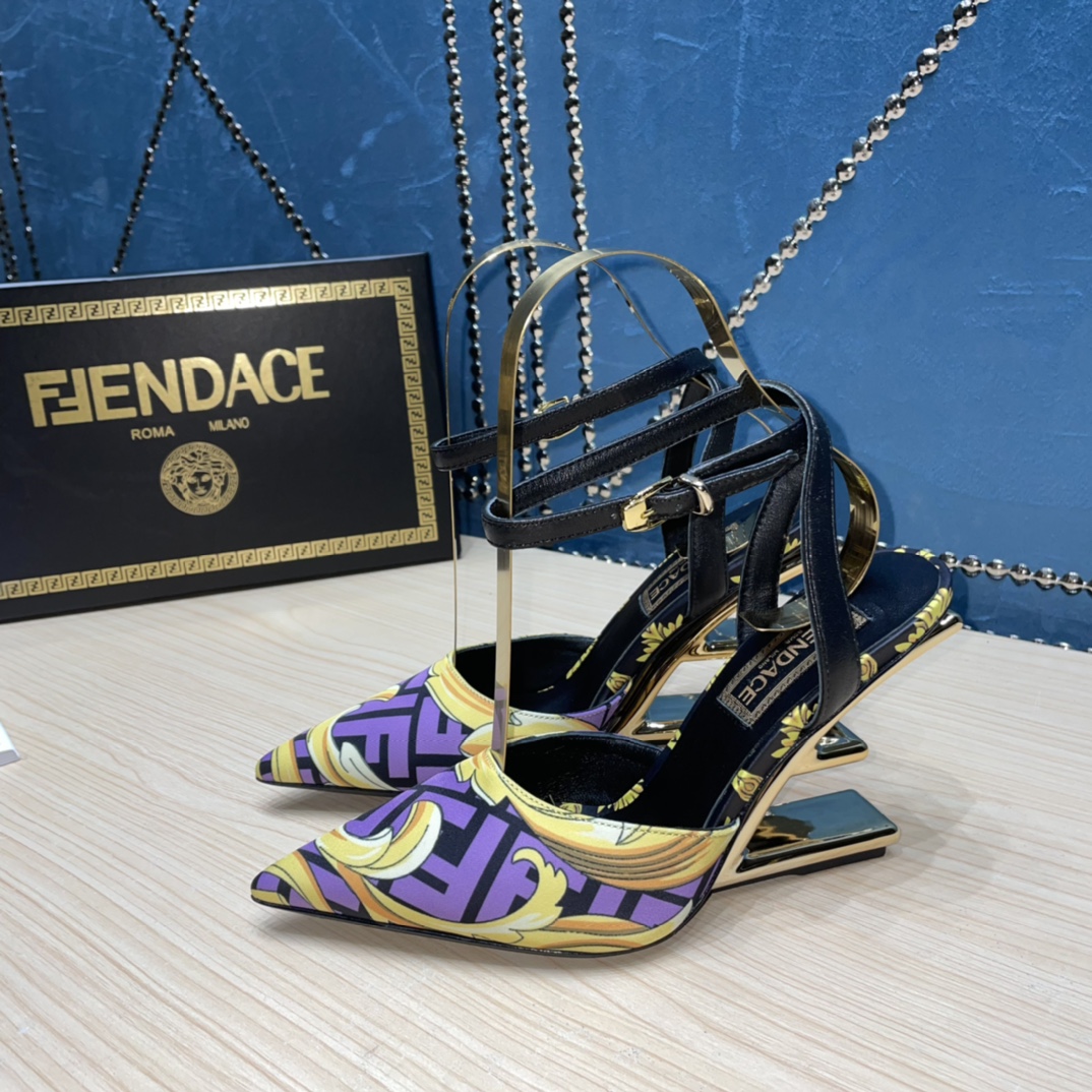 Fendi x Versace Fendace Printed Silk High-Heeled Slingbacks - DopestKickz