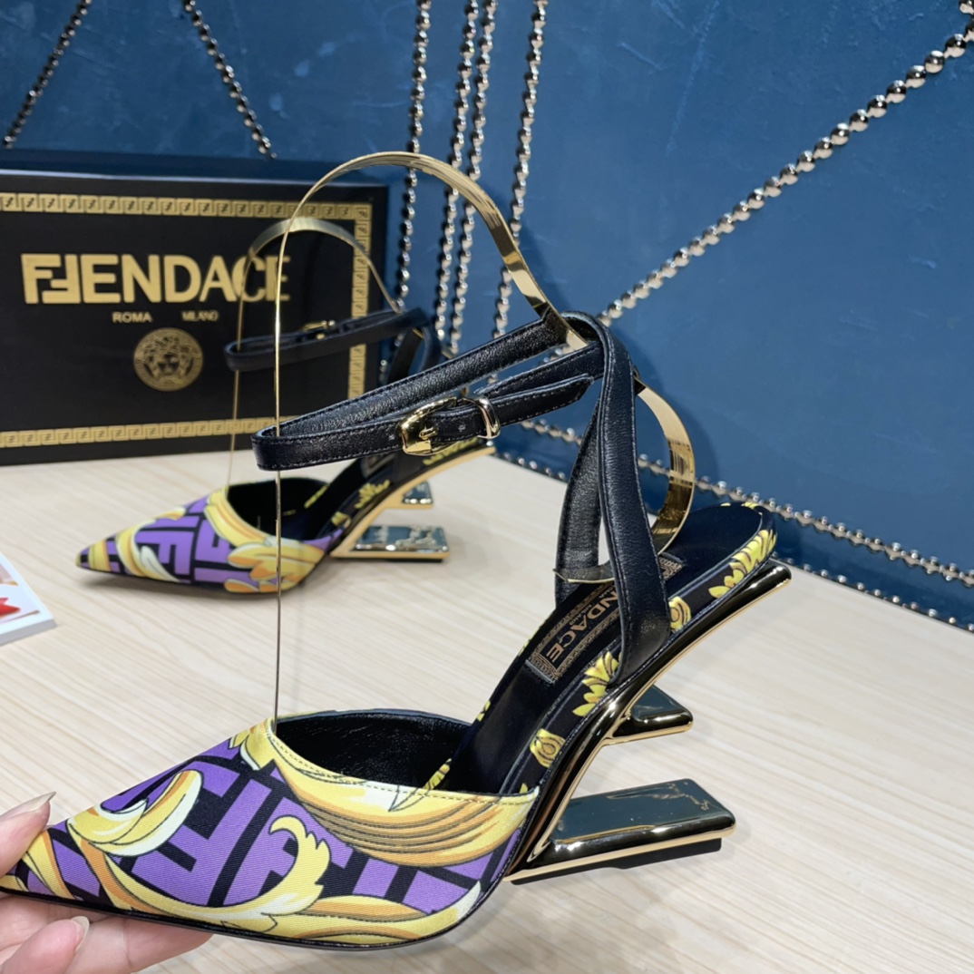 Fendi x Versace Fendace Printed Silk High-Heeled Slingbacks - DopestKickz