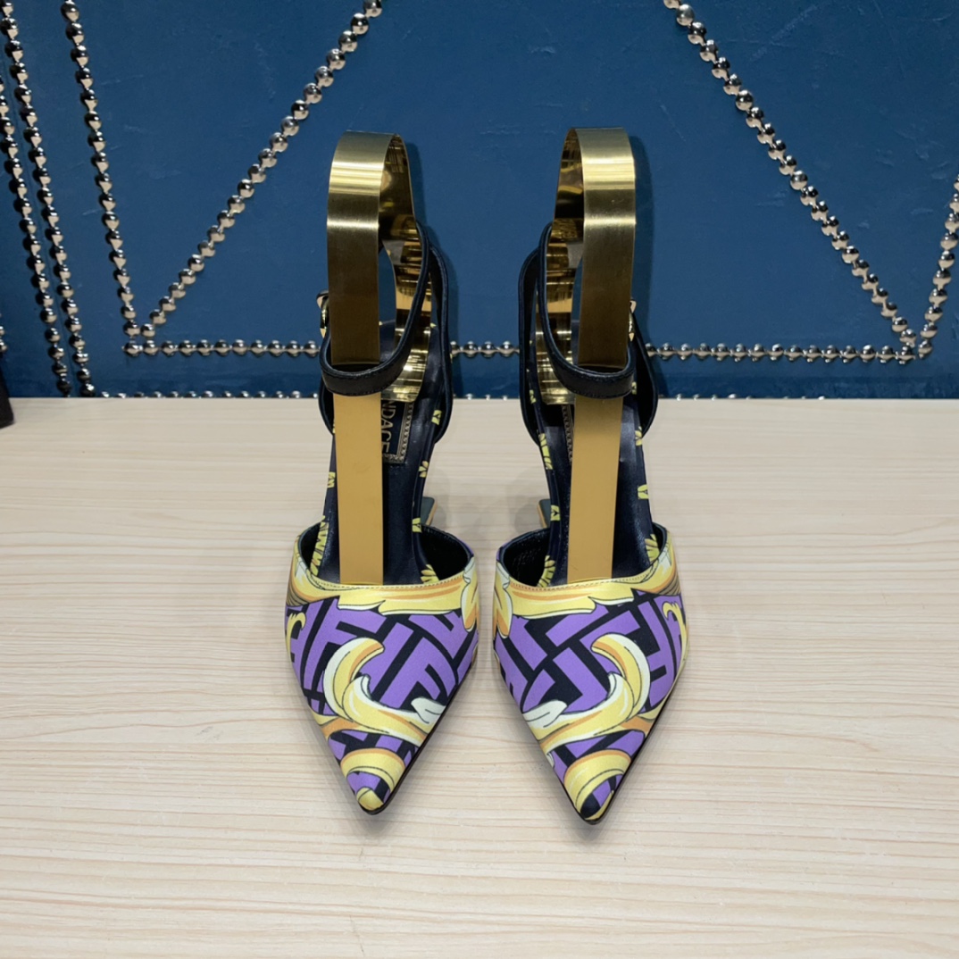 Fendi x Versace Fendace Printed Silk High-Heeled Slingbacks - DopestKickz