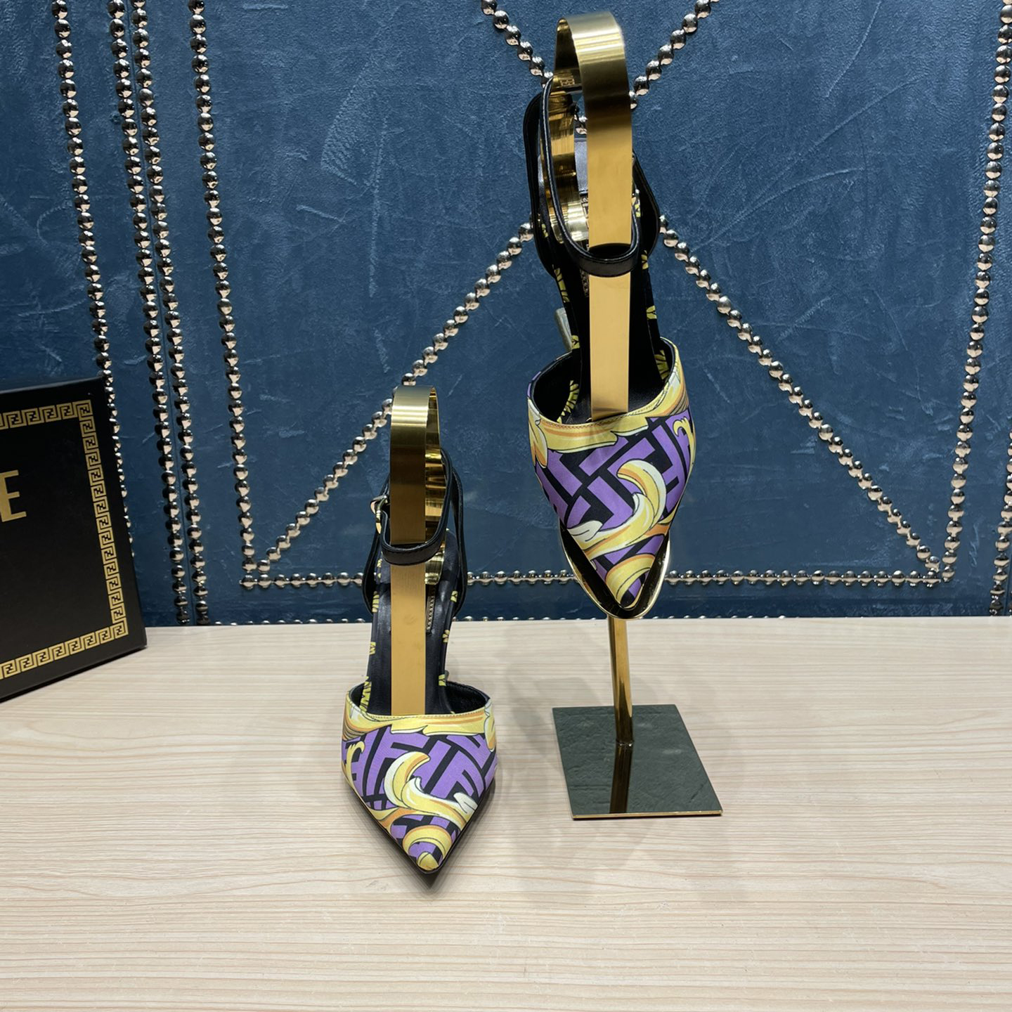 Fendi x Versace Fendace Printed Silk High-Heeled Slingbacks - DopestKickz