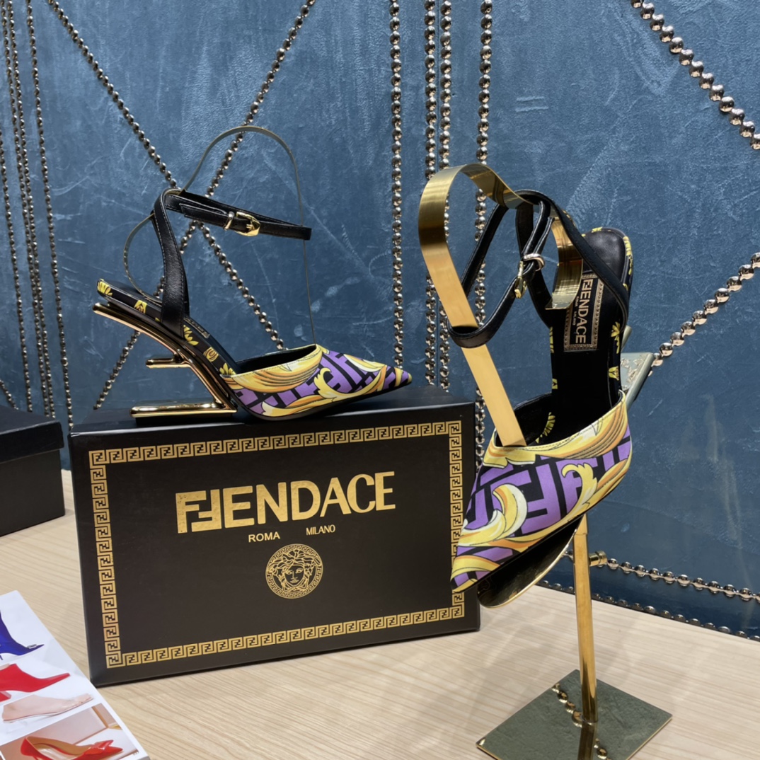 Fendi x Versace Fendace Printed Silk High-Heeled Slingbacks - DopestKickz