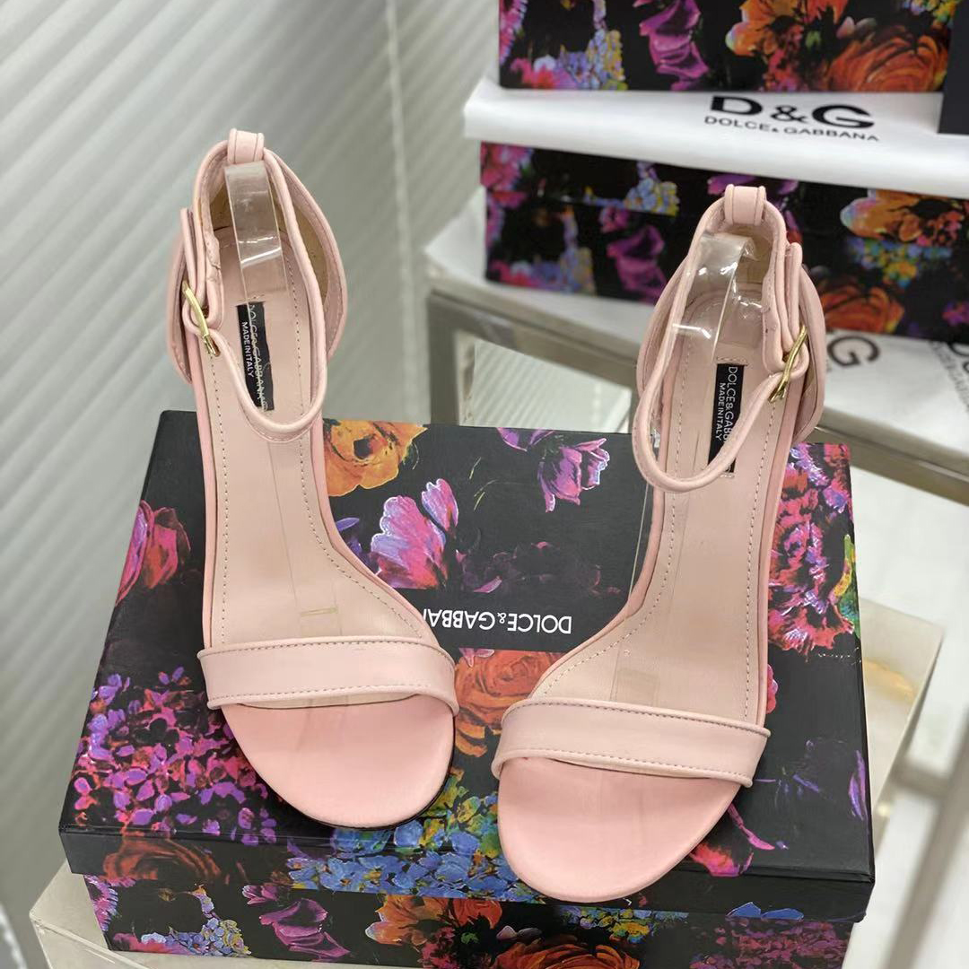 Dolce & Gabbana Nappa Leather Sandals With Baroque DG Heel - DopestKickz