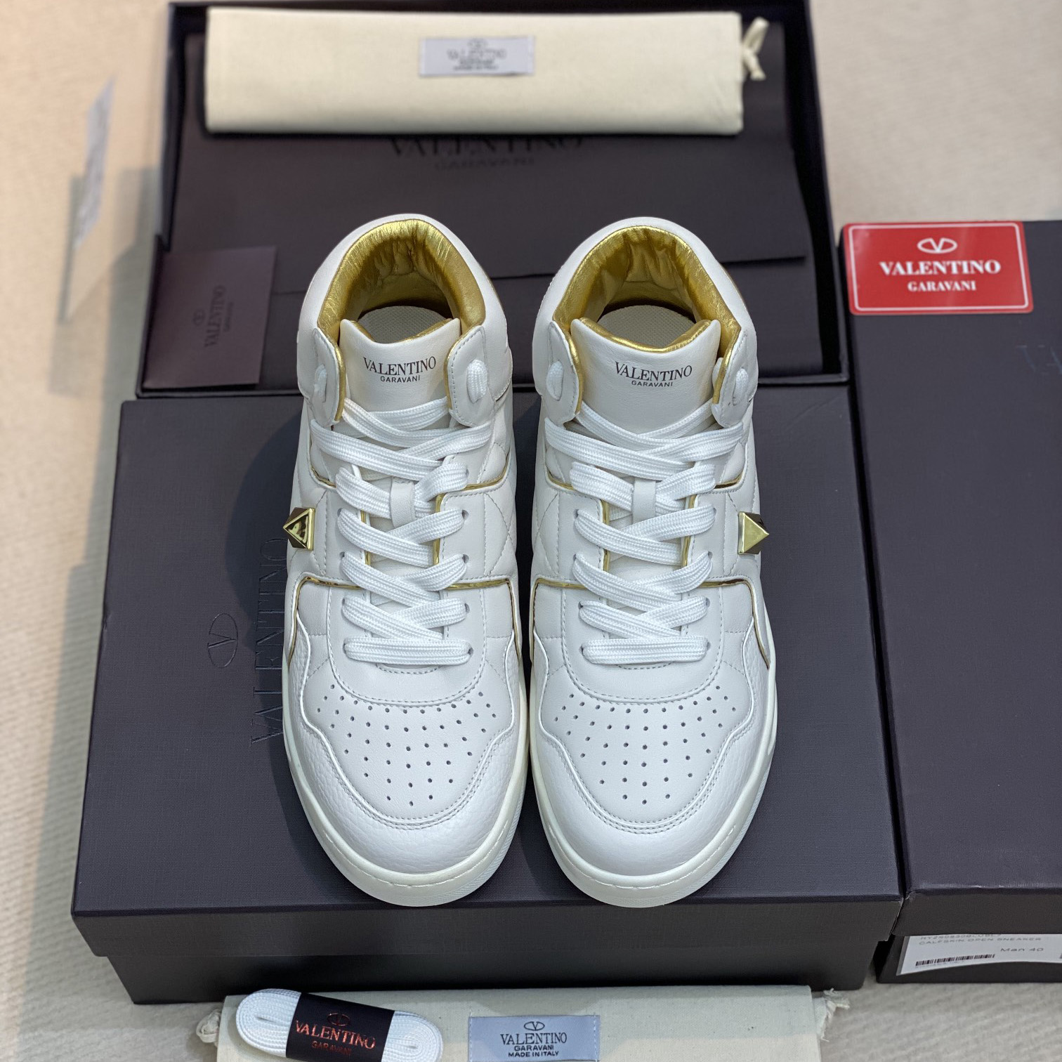 Valenti One Stud Mid-Top Nappa Sneaker - DopestKickz