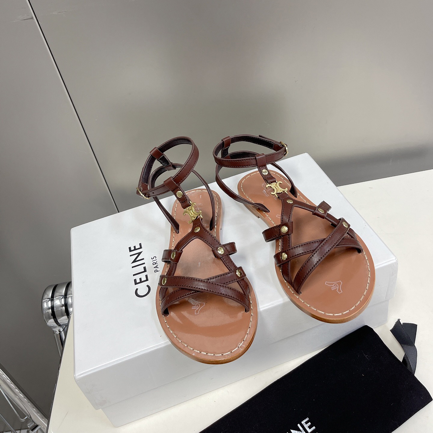 Celine Taillat Triomphe Sandal In Light Brown - DopestKickz