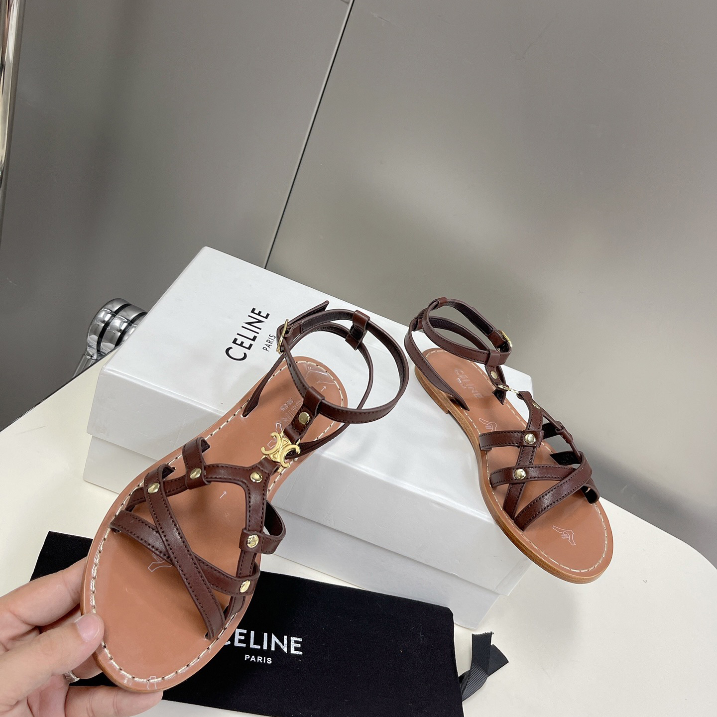 Celine Taillat Triomphe Sandal In Light Brown - DopestKickz