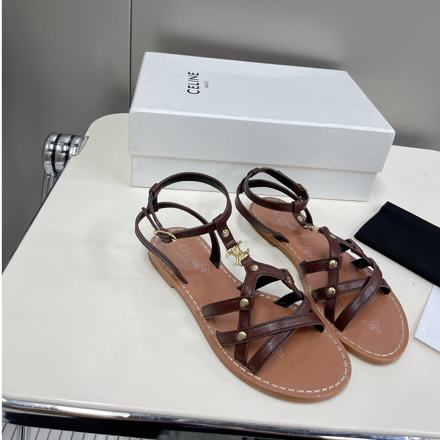 Celine Taillat Triomphe Sandal In Light Brown - DopestKickz