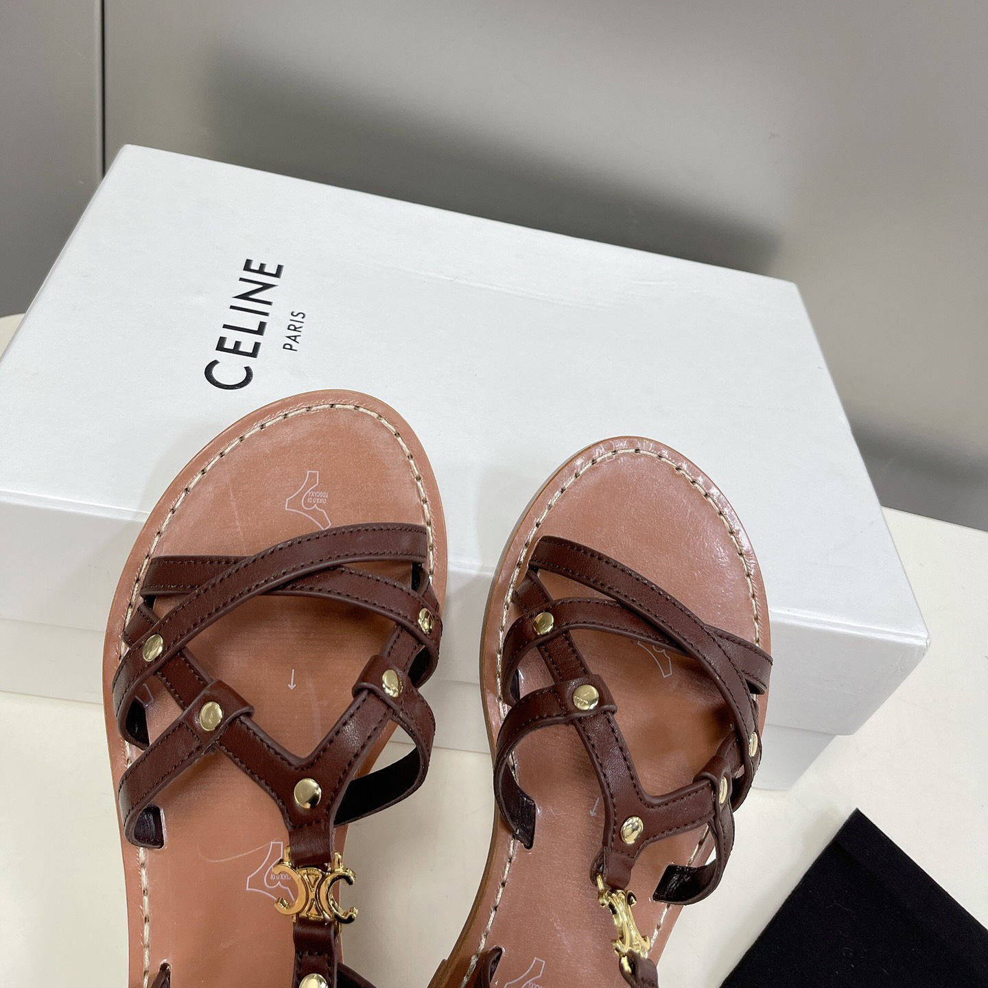 Celine Taillat Triomphe Sandal In Light Brown - DopestKickz