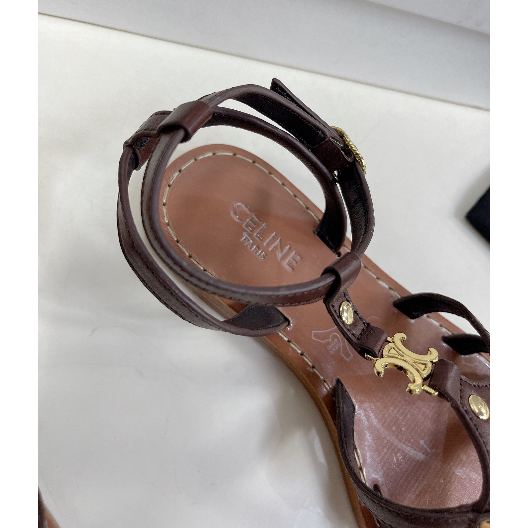 Celine Taillat Triomphe Sandal In Light Brown - DopestKickz