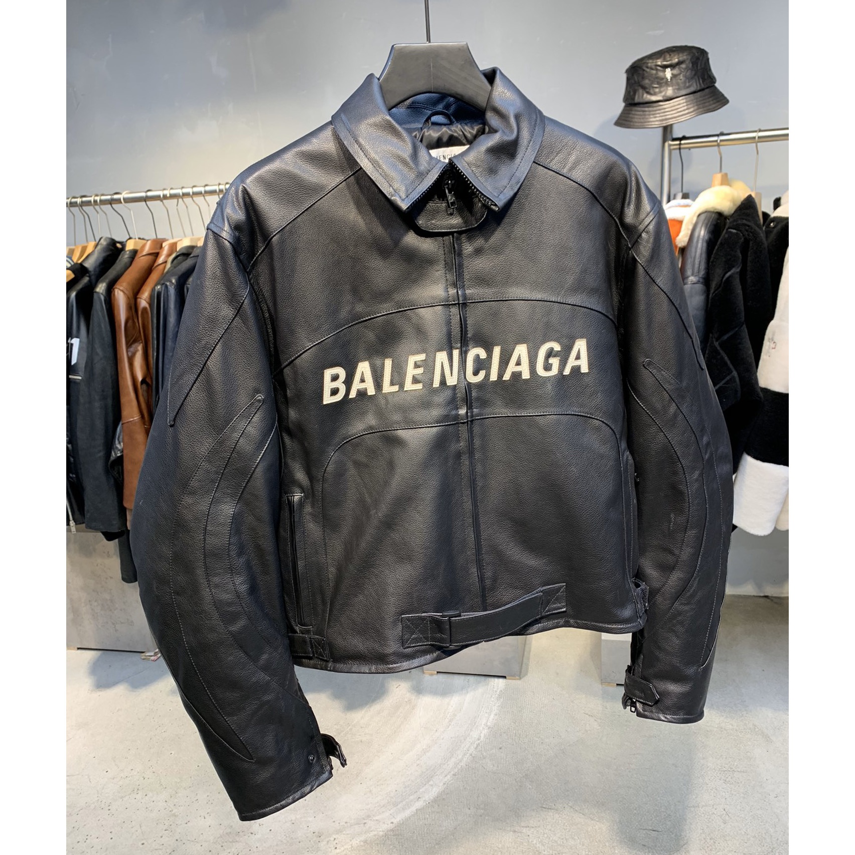 Balenciaga Upcycled Biker Jacket In Black Calfskin - DopestKickz