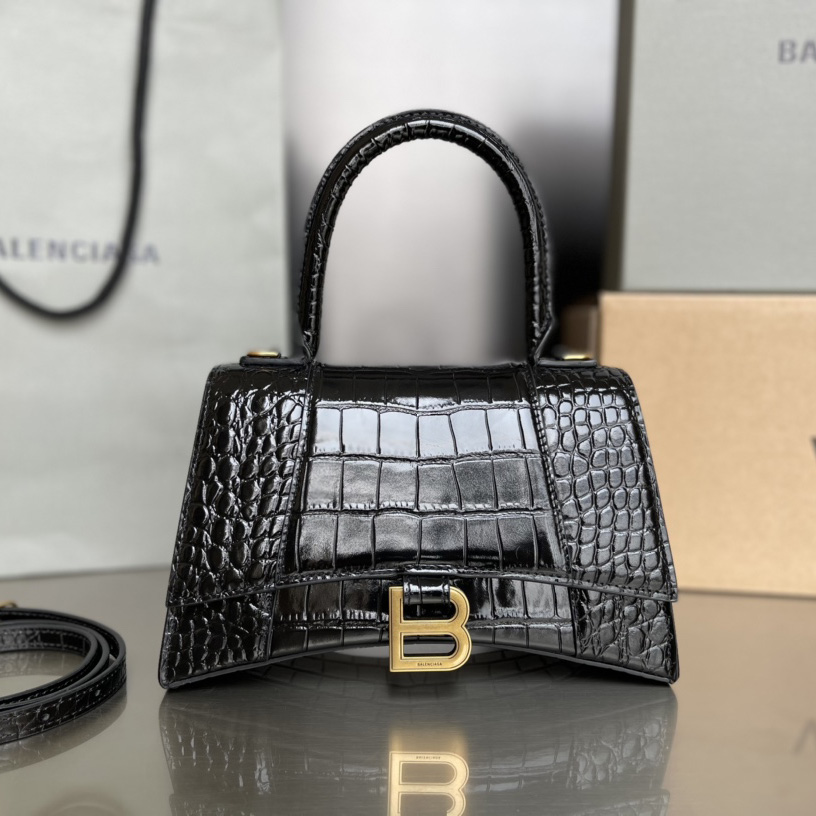 Balenciaga Hourglass Small Handbag In Black  - DopestKickz