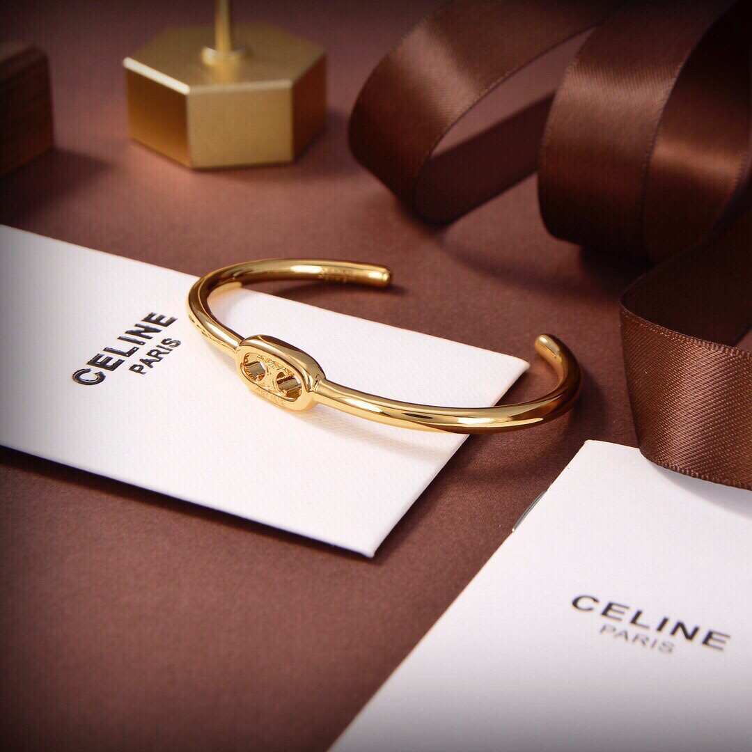 Celine Maillon Triomphe Thin Cuff In Brass With Gold Finish - DopestKickz