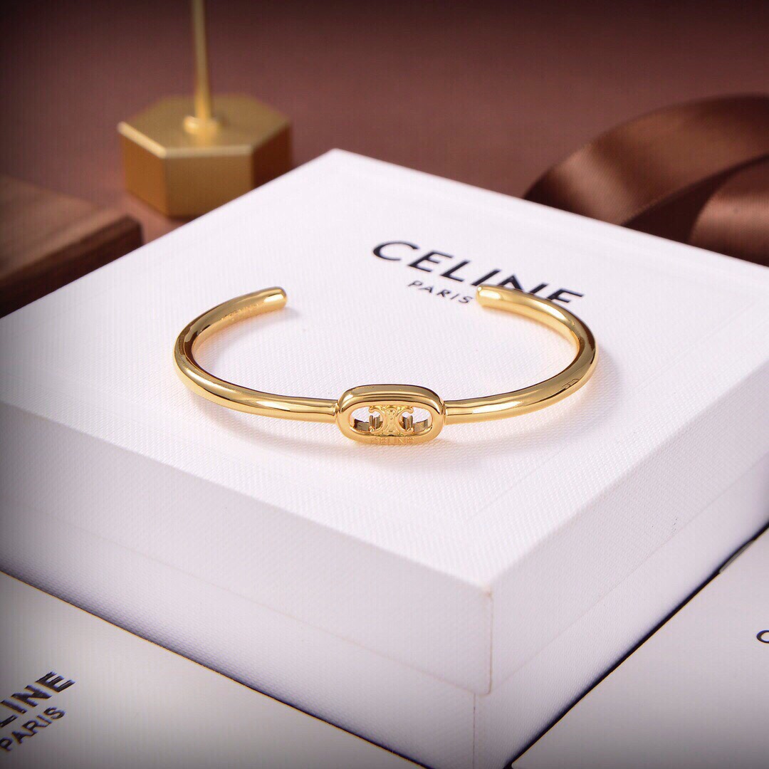 Celine Maillon Triomphe Thin Cuff In Brass With Gold Finish - DopestKickz