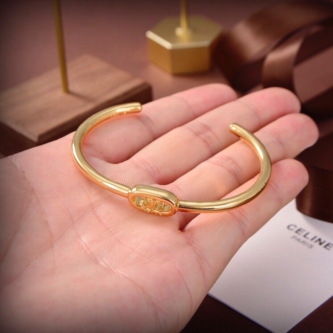 Celine Maillon Triomphe Thin Cuff In Brass With Gold Finish - DopestKickz