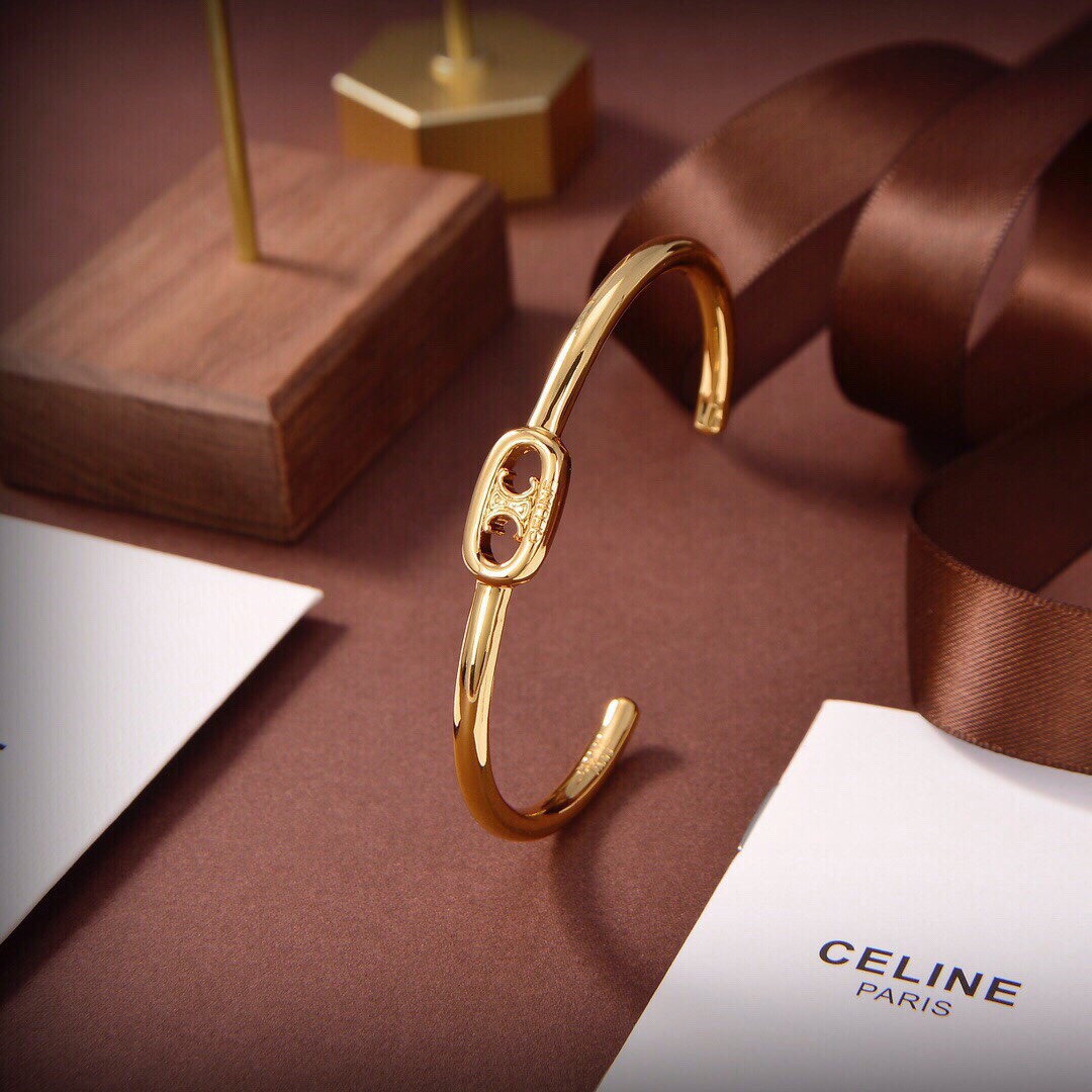 Celine Maillon Triomphe Thin Cuff In Brass With Gold Finish - DopestKickz