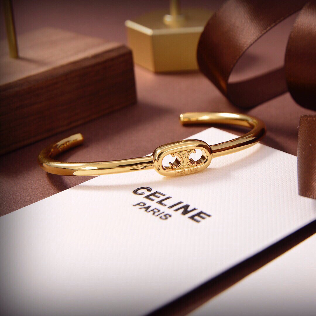 Celine Maillon Triomphe Thin Cuff In Brass With Gold Finish - DopestKickz