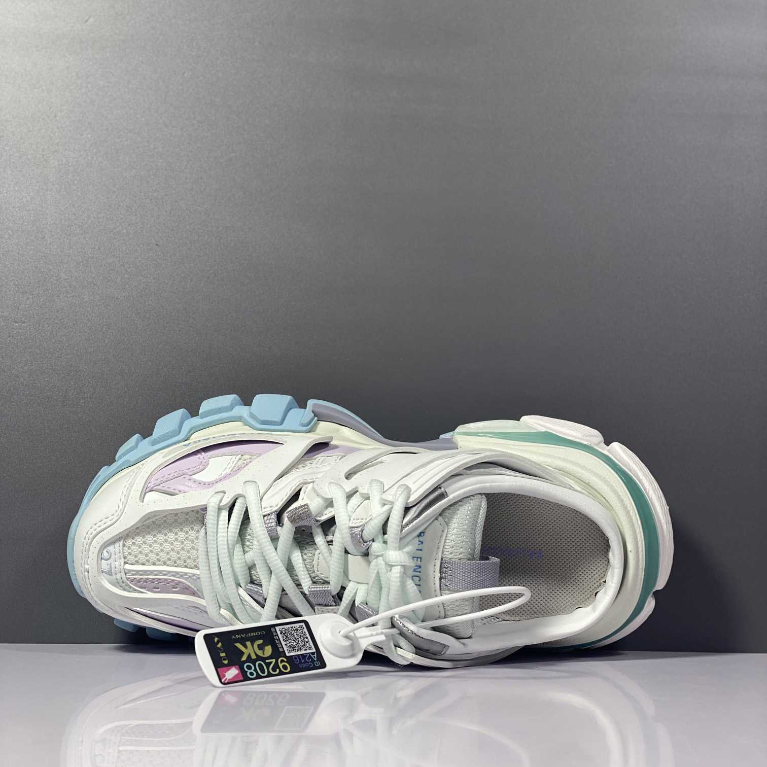 Balenciaga Track Mule In White, Light Blue And Light Pink Mesh And Nylon - DopestKickz