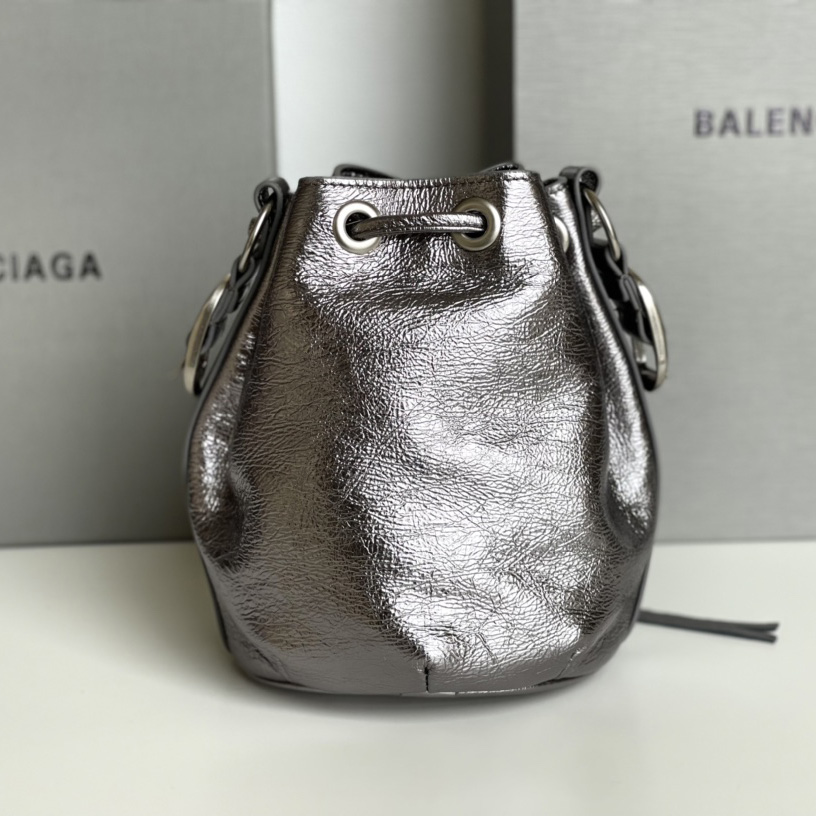 Balenciaga Le Cagole XS Bucket Bag Metallized With Rhinestones - DopestKickz
