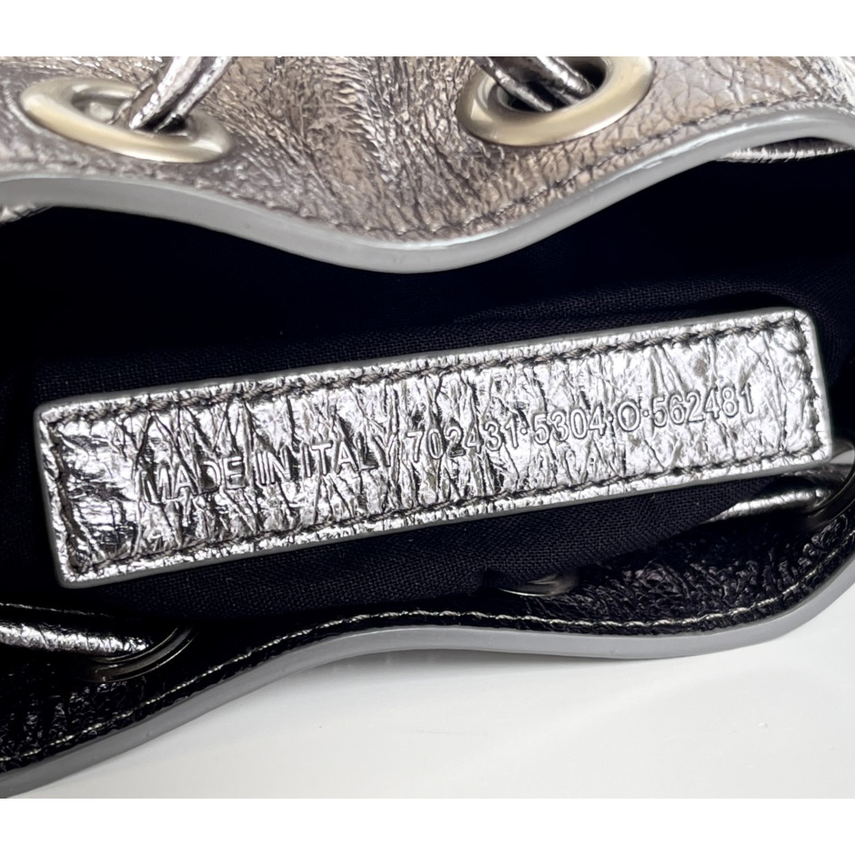 Balenciaga Le Cagole XS Bucket Bag Metallized With Rhinestones - DopestKickz