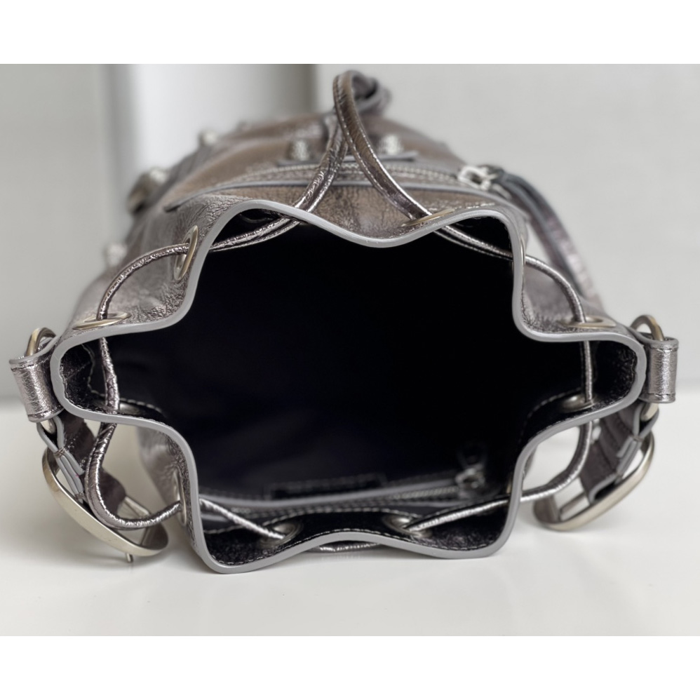 Balenciaga Le Cagole XS Bucket Bag Metallized With Rhinestones - DopestKickz