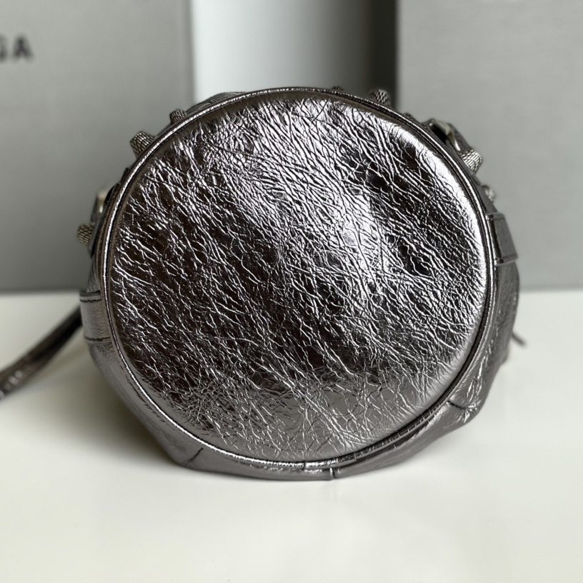 Balenciaga Le Cagole XS Bucket Bag Metallized With Rhinestones - DopestKickz