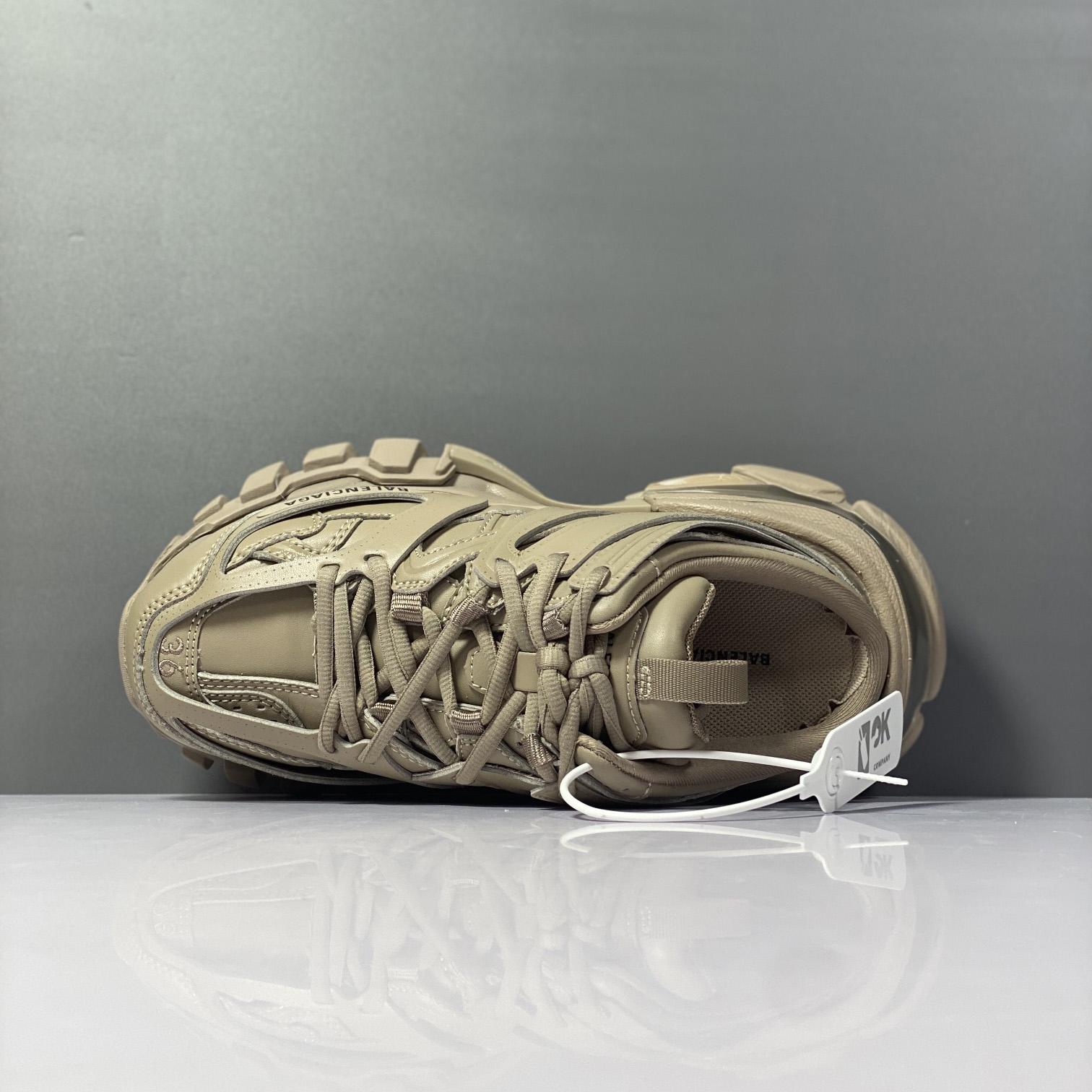 Balenciaga Track Sneaker Mule In Dark Beige And Black Mesh And Nylon - DopestKickz