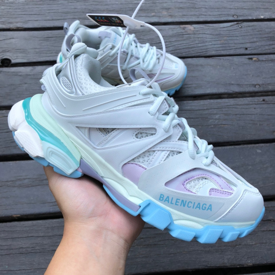 Balenciaga Track Sneaker In White And Pastel Mesh And Nylon - DopestKickz