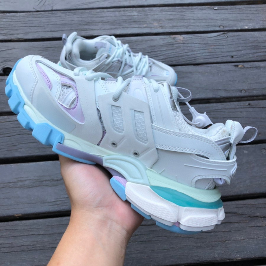 Balenciaga Track Sneaker In White And Pastel Mesh And Nylon - DopestKickz