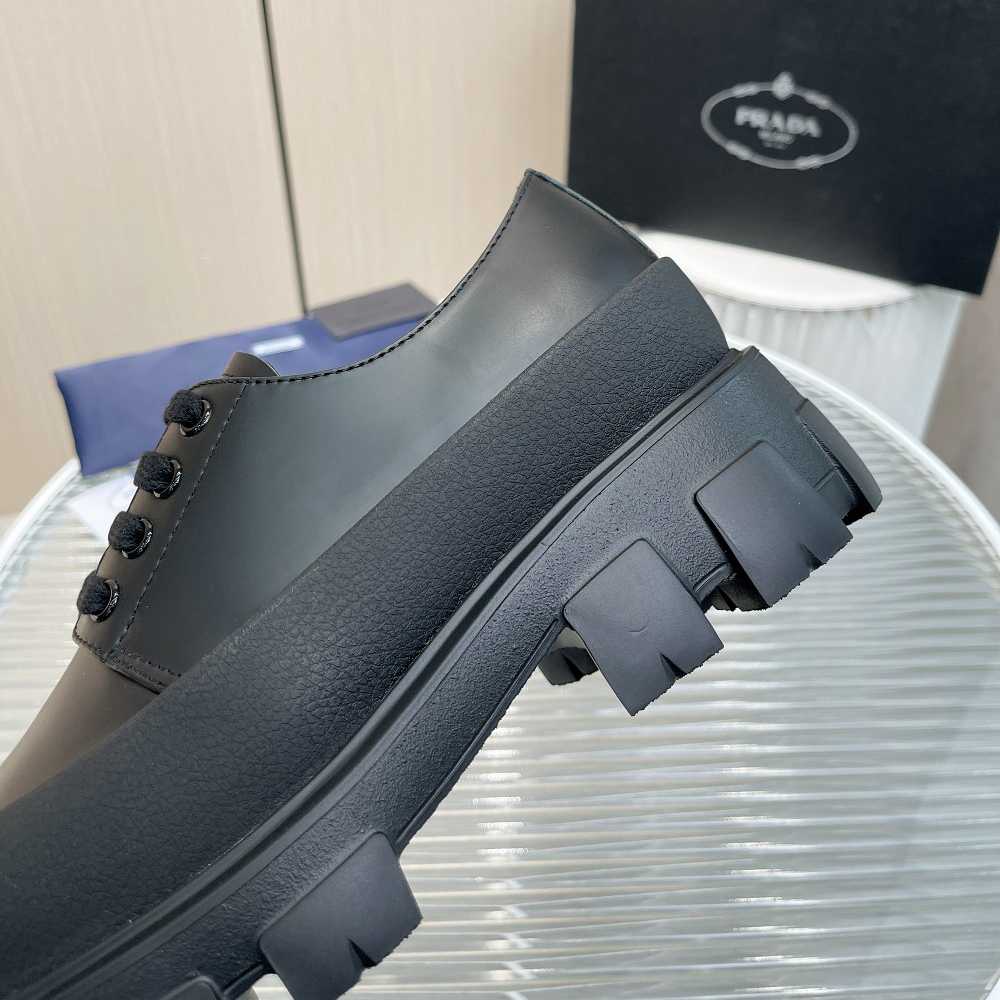Prada Brushed Leather Derby Shoes - DopestKickz