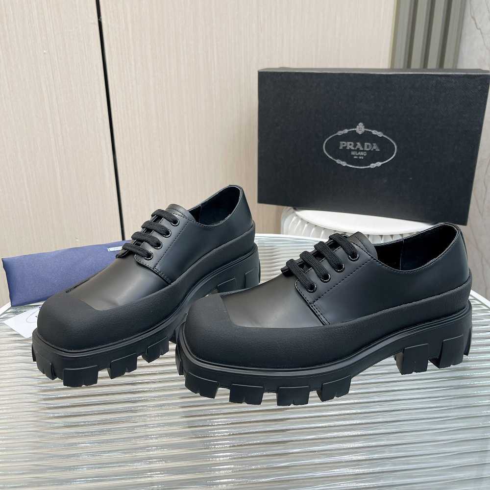 Prada Brushed Leather Derby Shoes - DopestKickz