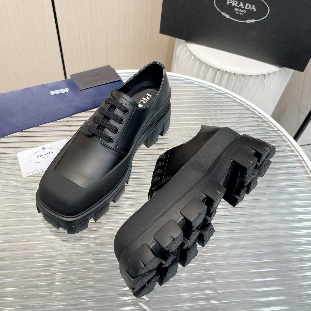 Prada Brushed Leather Derby Shoes - DopestKickz