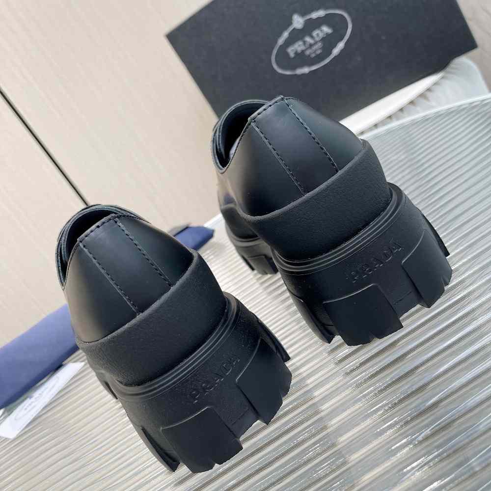 Prada Brushed Leather Derby Shoes - DopestKickz