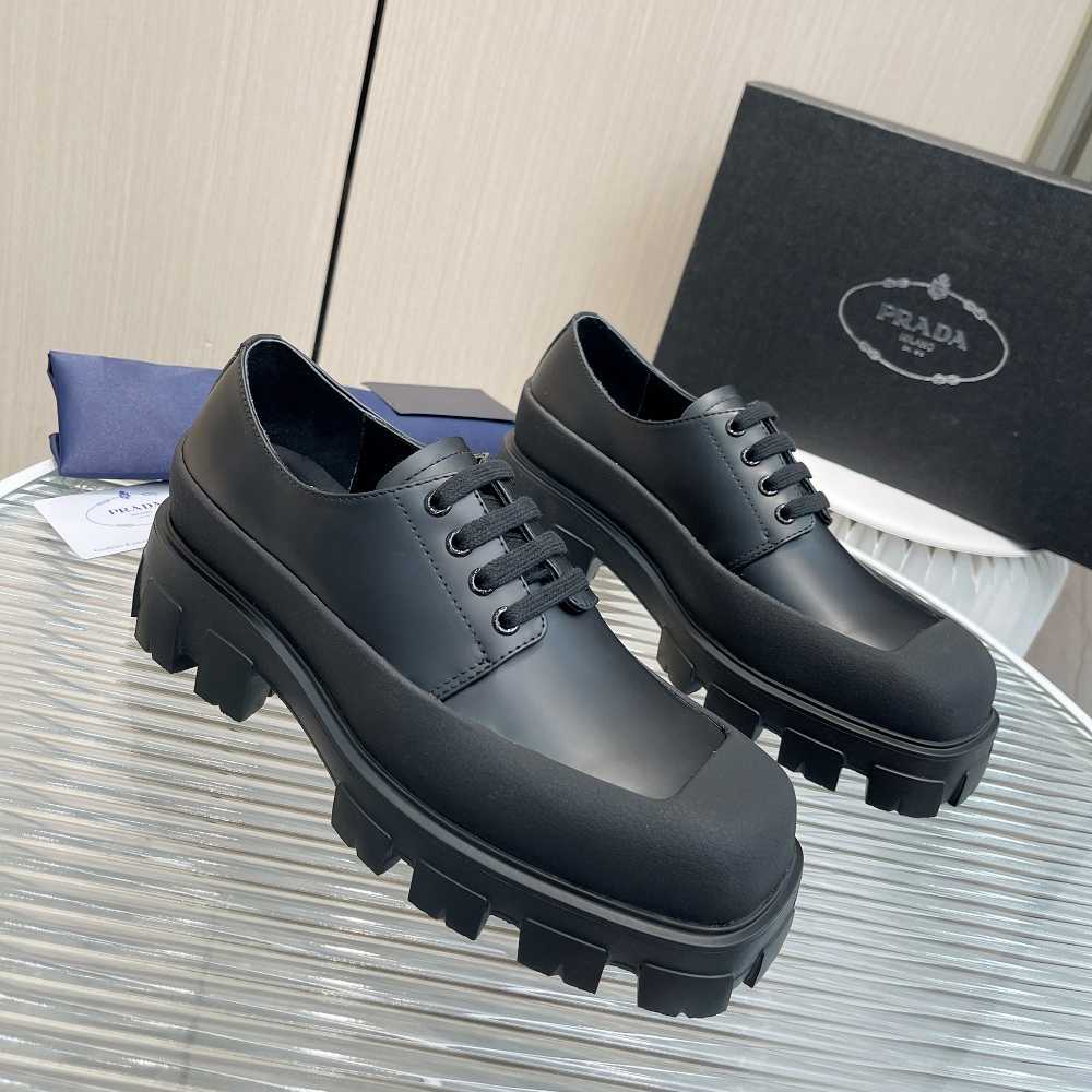 Prada Brushed Leather Derby Shoes - DopestKickz