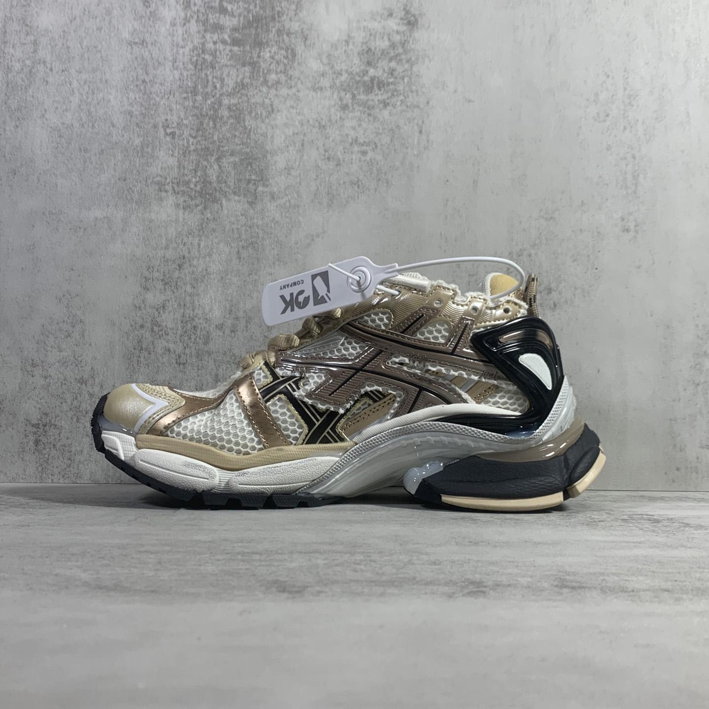 Balenciaga Runner Sneaker In Beige And Black Mesh And Nylon - DopestKickz