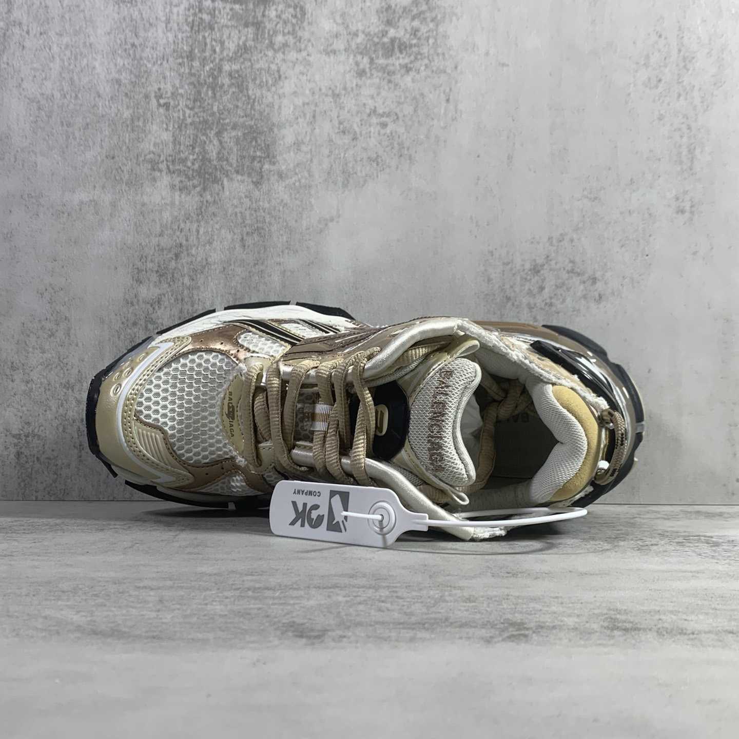 Balenciaga Runner Sneaker In Beige And Black Mesh And Nylon - DopestKickz