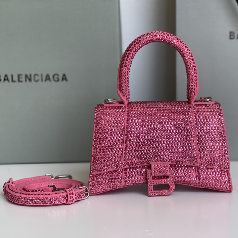 Balenciaga Hourglass XS Handbag With Rhinestones(19-8-21cm) - DopestKickz