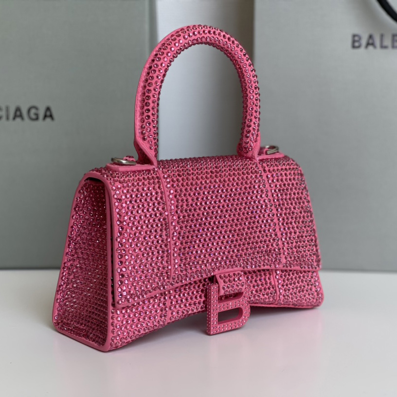 Balenciaga Hourglass XS Handbag With Rhinestones(19-8-21cm) - DopestKickz