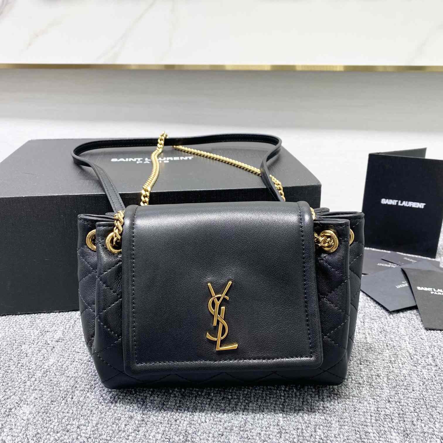 Saint Laurent Mini Nolita In Lambskin(18-13-6cm) - DopestKickz