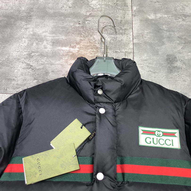 Gucci Padded Nylon Bomber Jacket With Web - DopestKickz