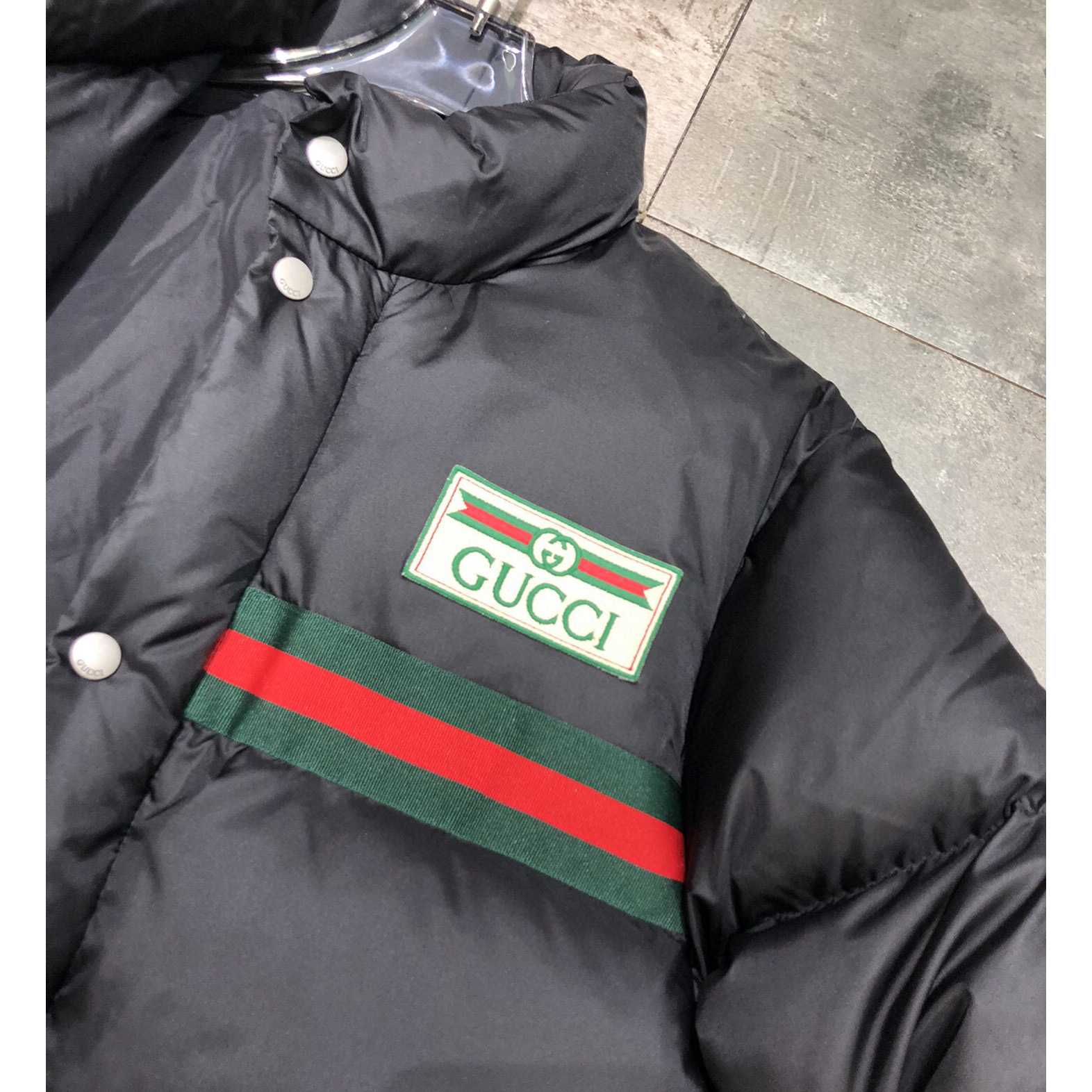 Gucci Padded Nylon Bomber Jacket With Web - DopestKickz