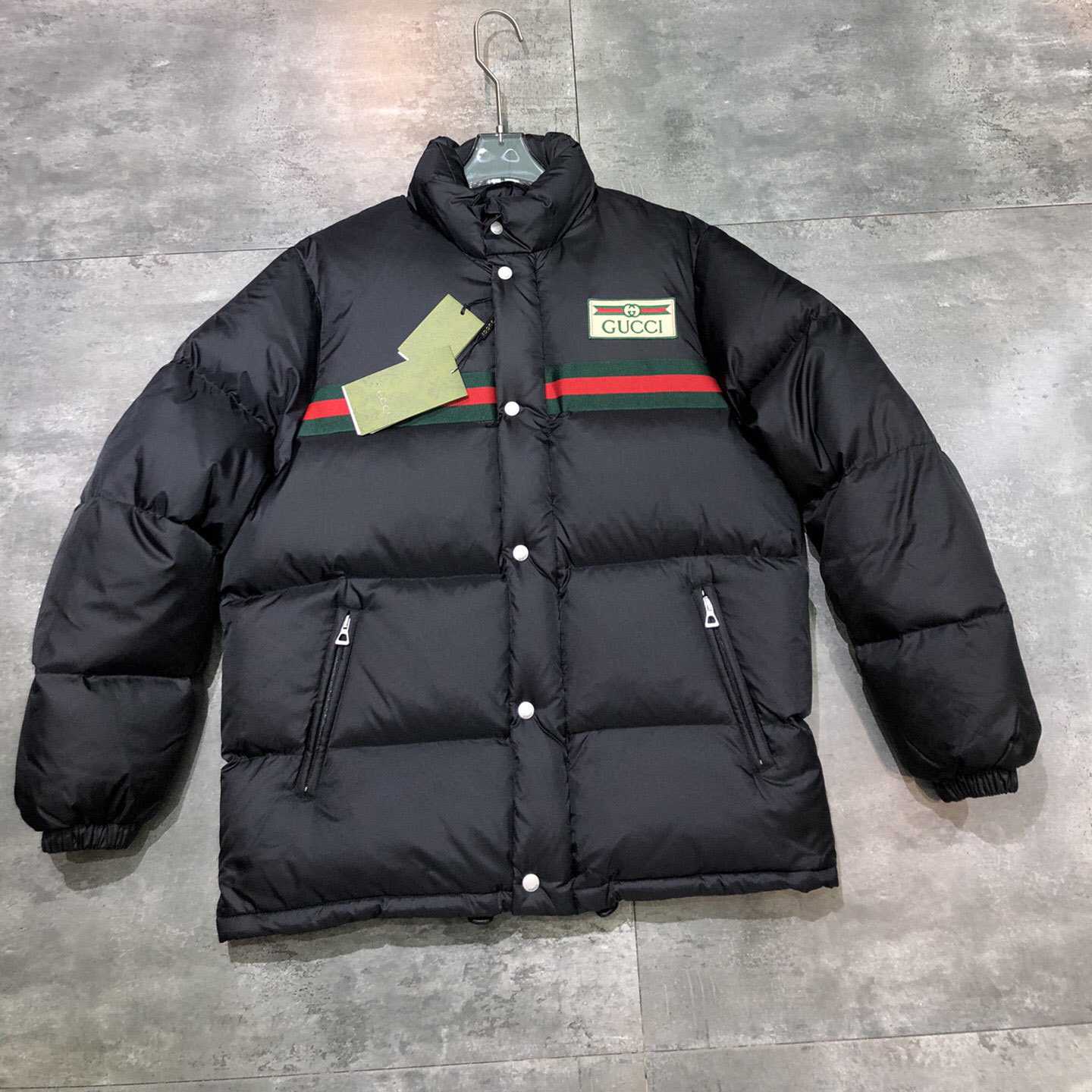 Gucci Padded Nylon Bomber Jacket With Web - DopestKickz